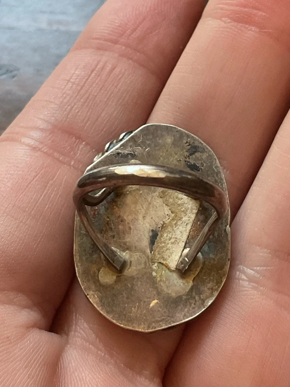 Vintage Sterling Native American Coin Gemstone Mosaic Inlay Ring Size 5.25